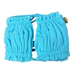 FP x Toast Swim Signature Ruffle Bandeau Top in Turquoise Sea Rib‎ XS NWT